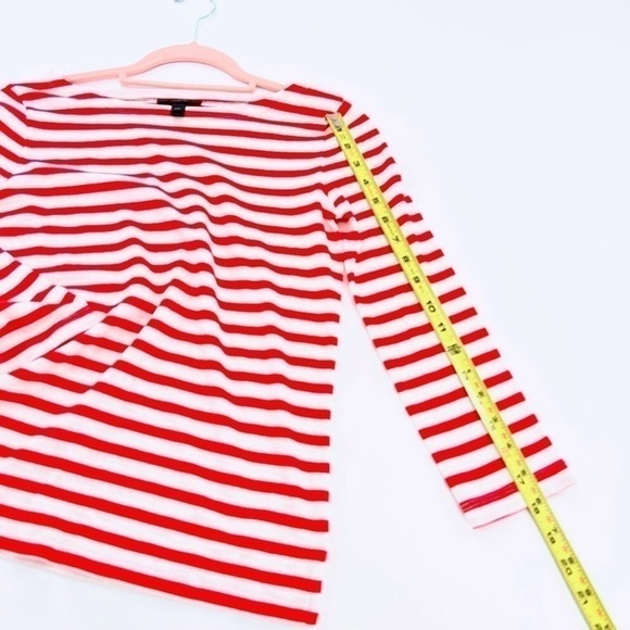 J. Crew red striped 3/4 sleeve boat neck tee classic minimalist preppy size XXS - Picture 11 of 14